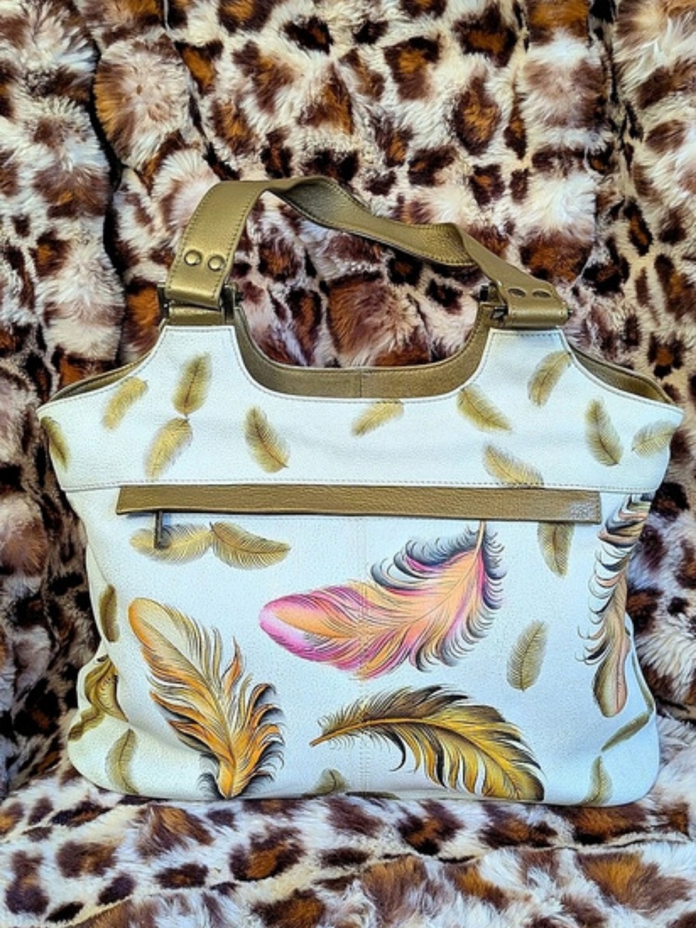 Anuschka Floating Feathers Shoulder Bag